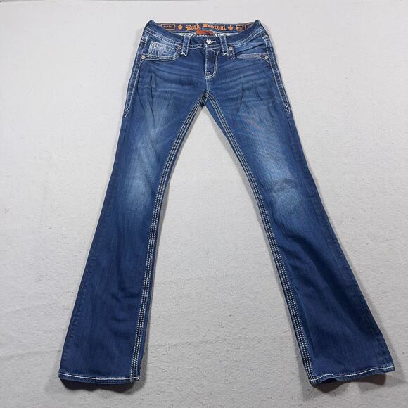 Rock‎ Revival Jeans Women 26 Sundee Bootcut Stretch Medium Wash Embroidered - Picture 1 of 16